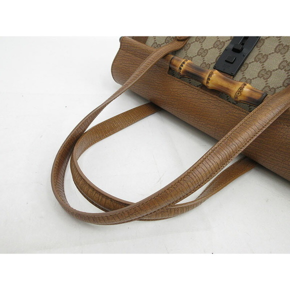 GUCCI Bamboo Handbag GG Canvas Bag - Picture 6 of 10